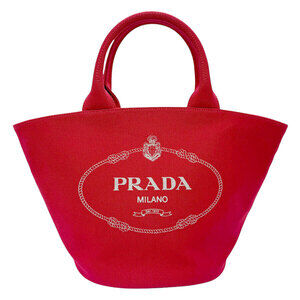 Prada Canapa Canvas Shoulder Bag Red